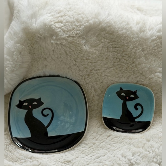 HUES N BREWS CATTITUDE TEABAG HOLDER AND TRINKET DISH - Picture 2 of 11